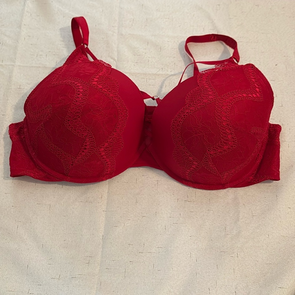 Red Push Up Plunge Bra